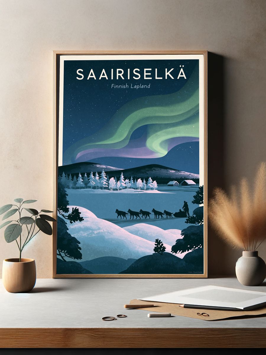 Saariselkä Northern Lights Travel Poster. — room view 2