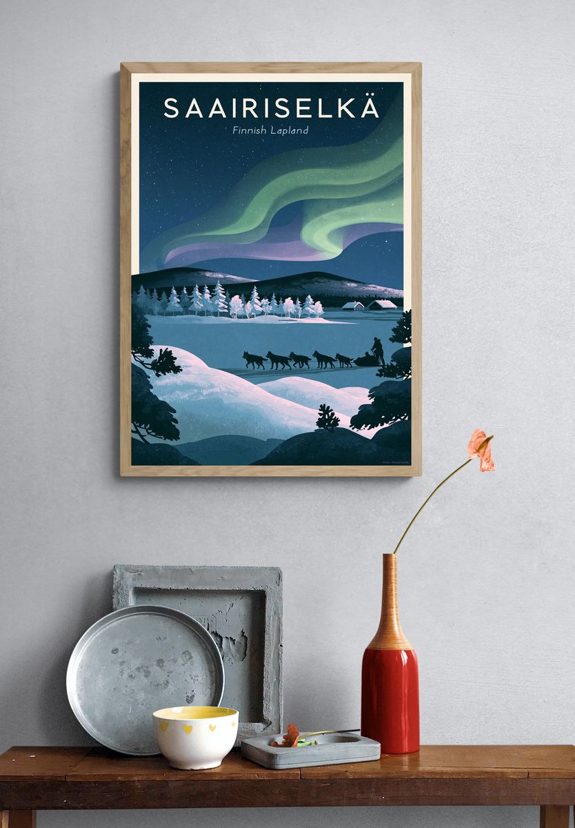 Saariselkä Northern Lights Travel Poster. — room view 3