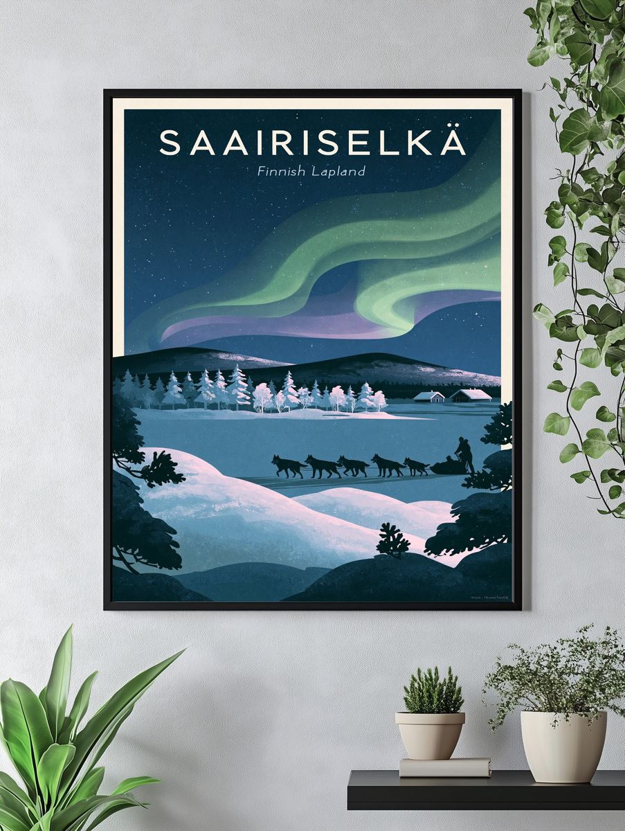 Saariselkä Northern Lights Travel Poster. — room view 4