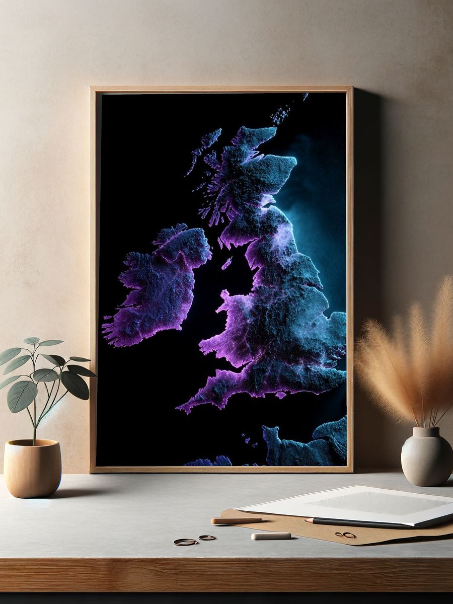 Illuminated Map of the British Isles — Art Print. — room view 2
