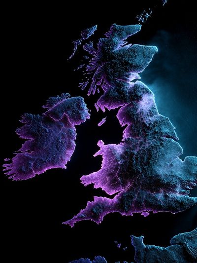 Illuminated Map of the British Isles — Art Print. poster
