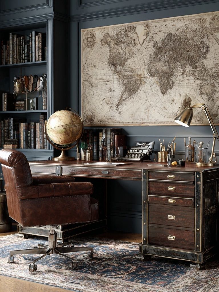 Antique World Map Vintage Print. poster — maps-travel art