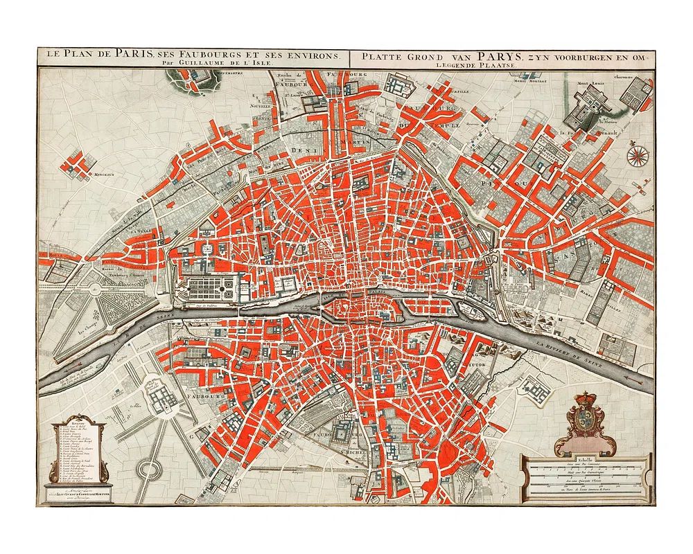 Vintage Paris City Map Poster. poster — maps-travel art