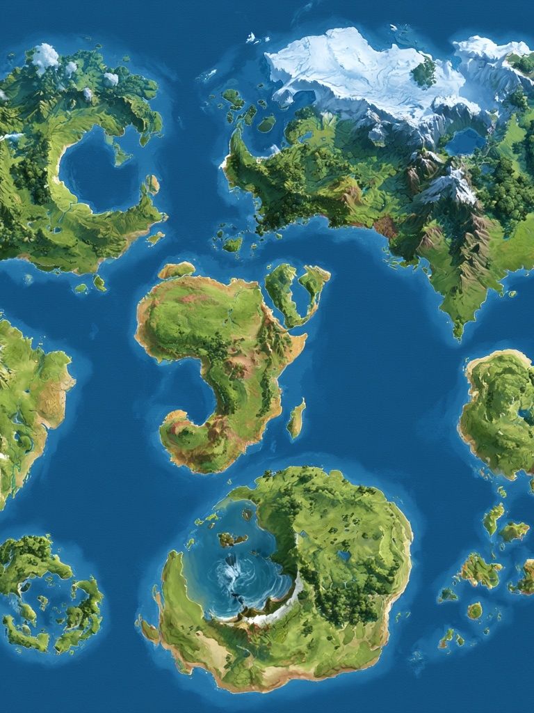 Fantasy World Map Illustration Poster. poster — maps-travel art