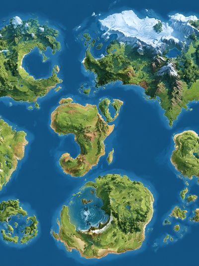 Fantasy World Map Illustration Poster. poster