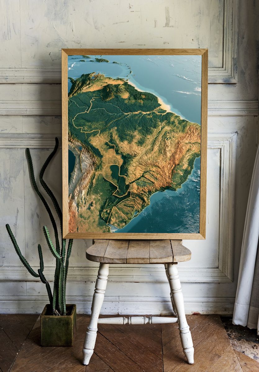 South America Aerial Map Print. — room view 1
