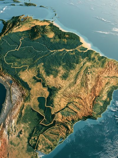 South America Aerial Map Print.