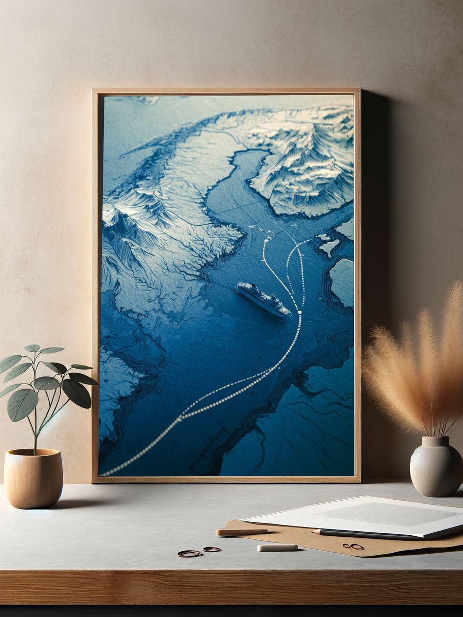 Arctic Voyage Map Print. — room view 2