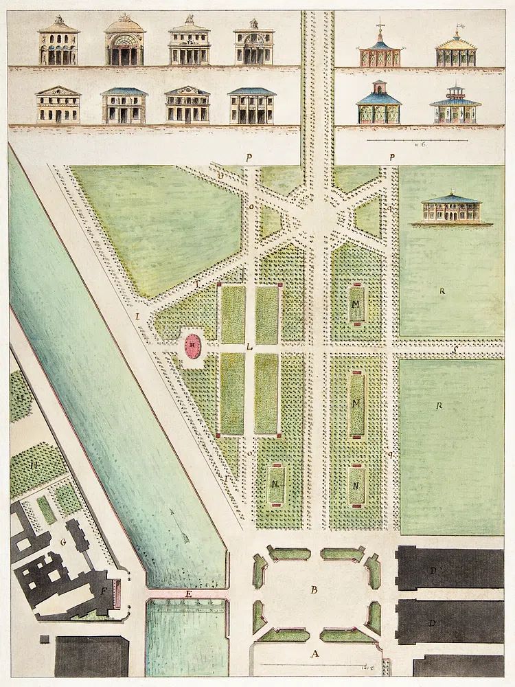 Jardin Public, Champs Elysées Charles. poster — maps-travel art