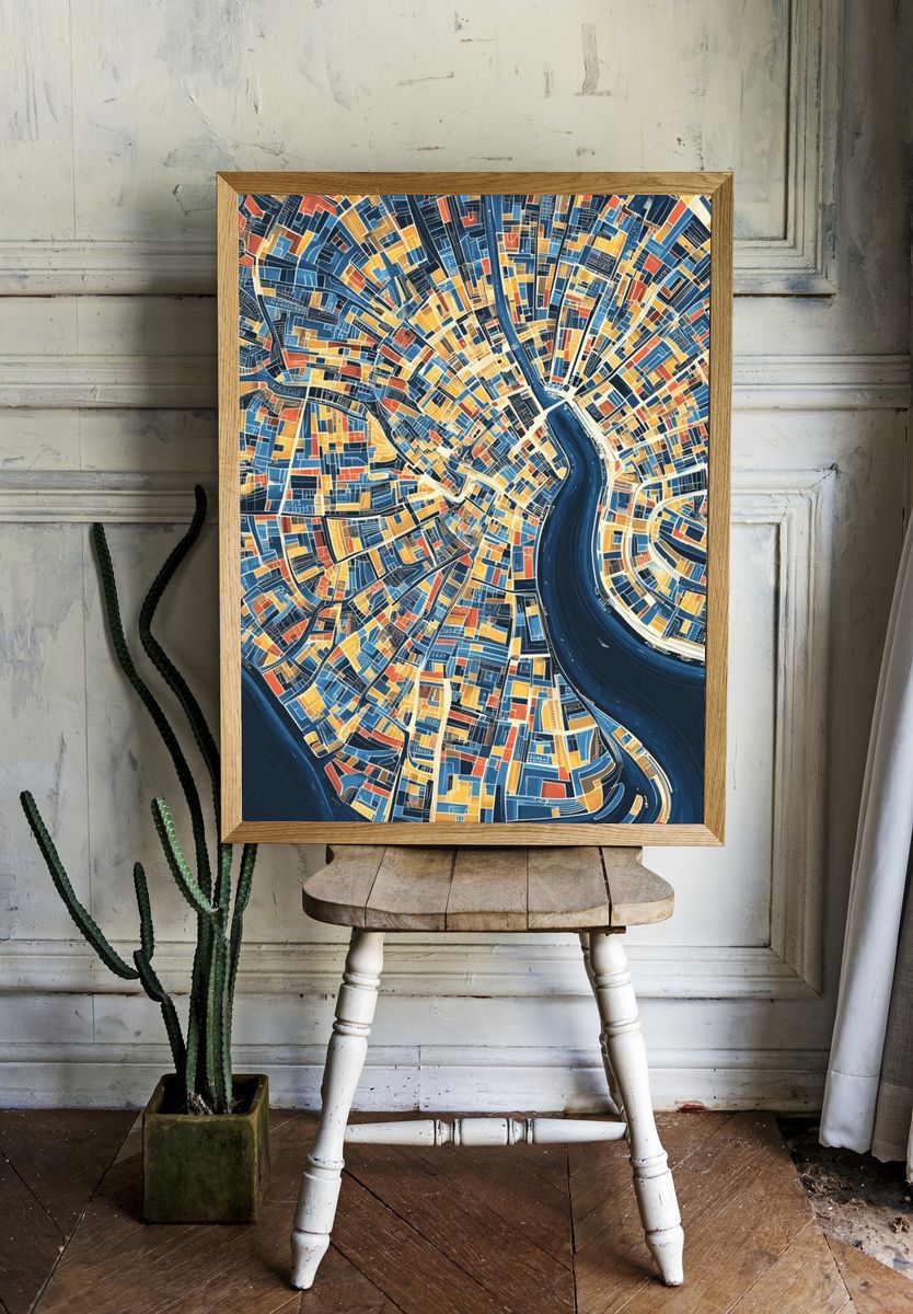 Abstract City Map Poster. room preview