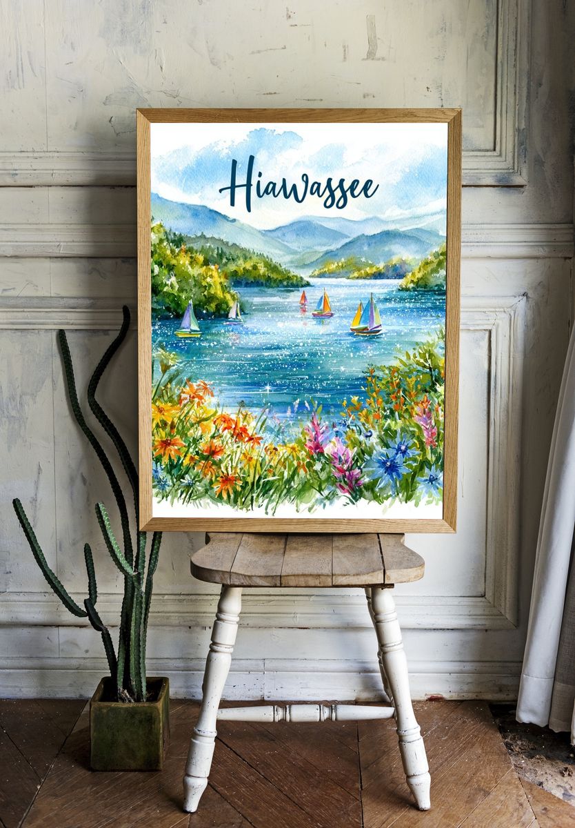 Hiawassee Lake Watercolor Poster. room preview