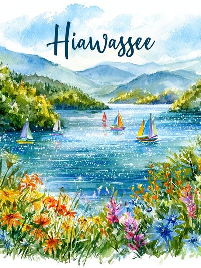 Hiawassee Lake Watercolor Poster. poster