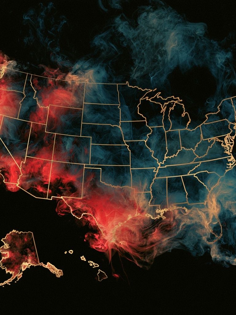 USA Smoke Map Poster. poster detail