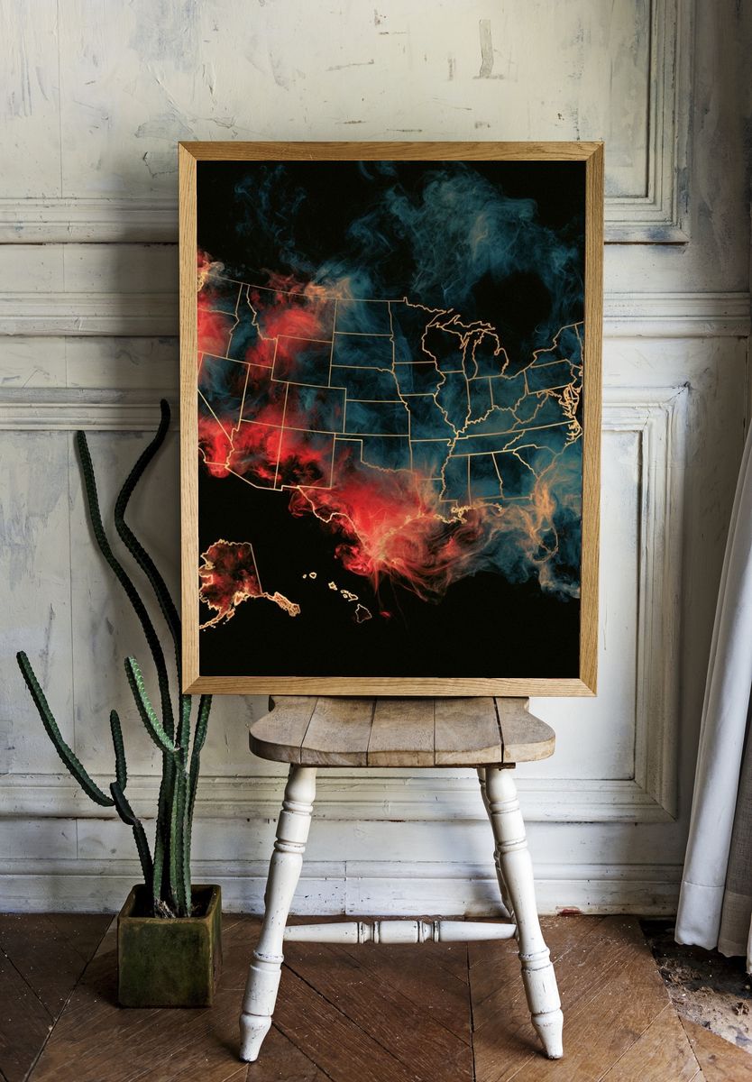 USA Smoke Map Poster. room preview