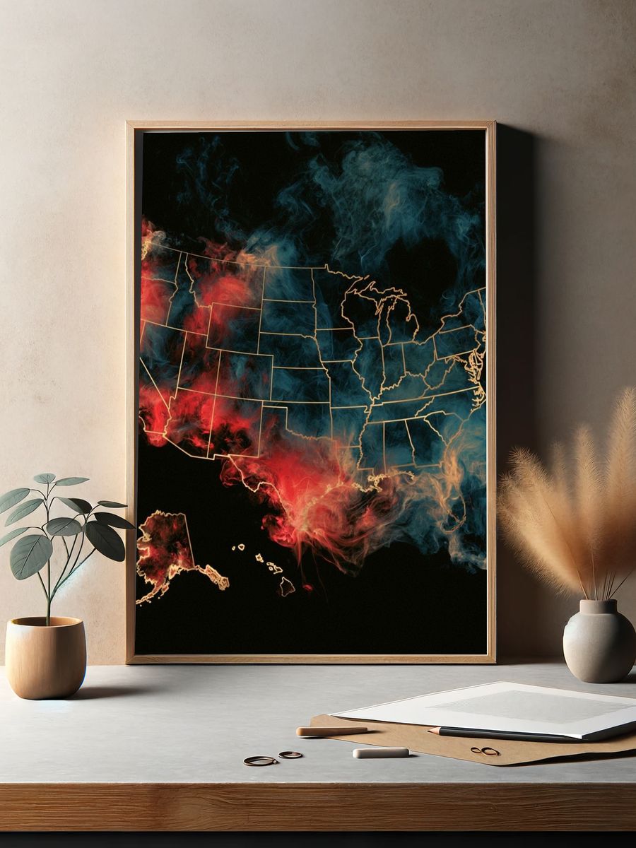 USA Smoke Map Poster. — room view 2