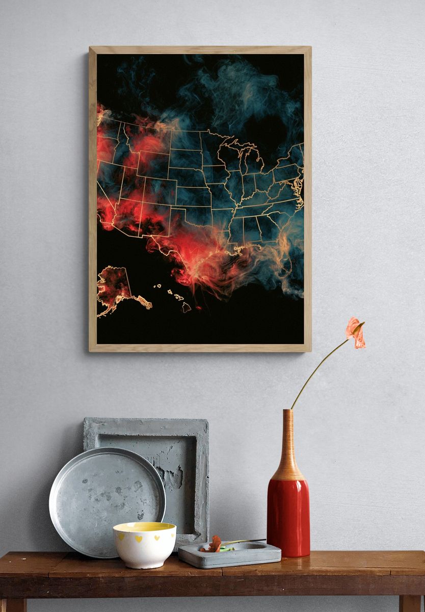 USA Smoke Map Poster. — room view 3