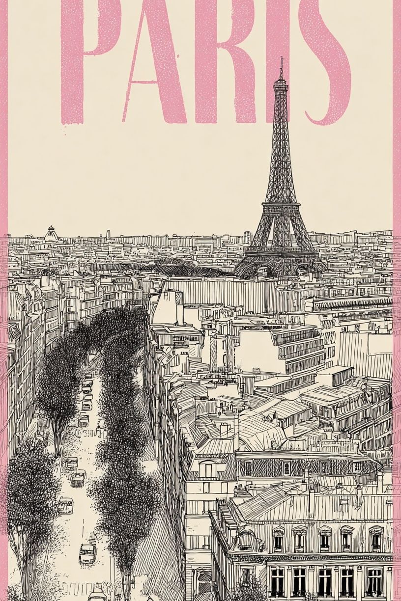 Paris Eiffel Tower Travel Print. poster detail