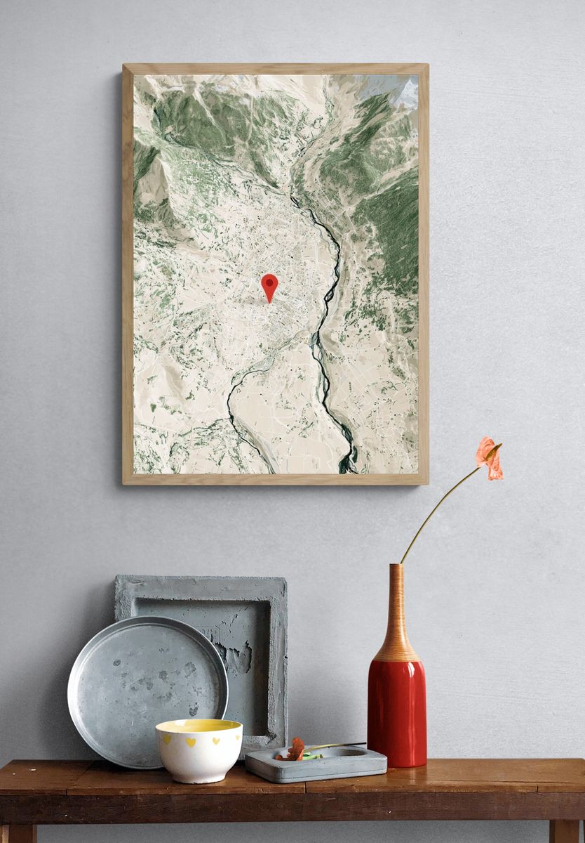 Mountain Valley Map Poster. — room view 3