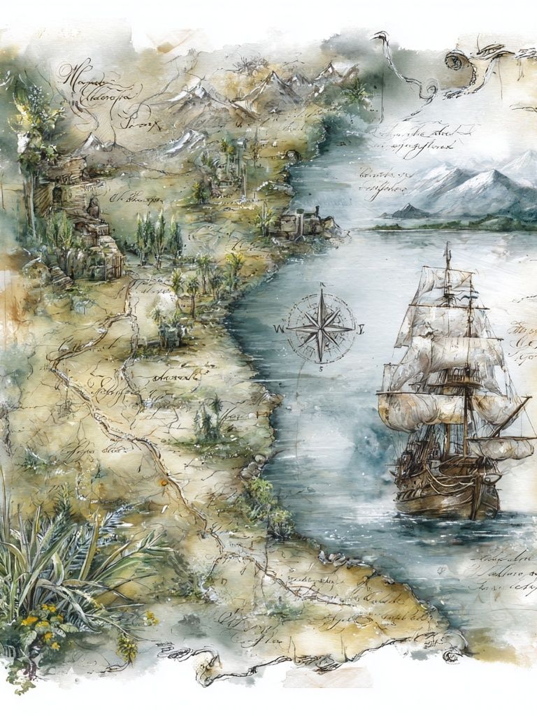 Vintage Nautical Map Poster. poster — maps-travel art