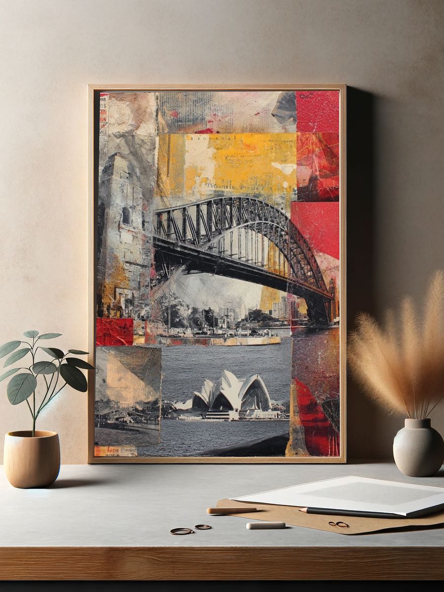 Sydney Harbour Collage Poster. — room view 2