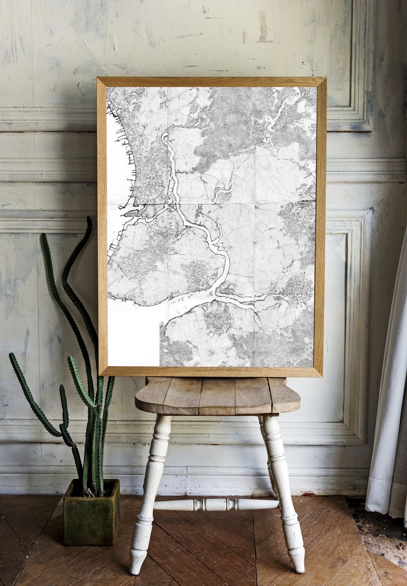 Coastal Map Sketch Print. — room view 1