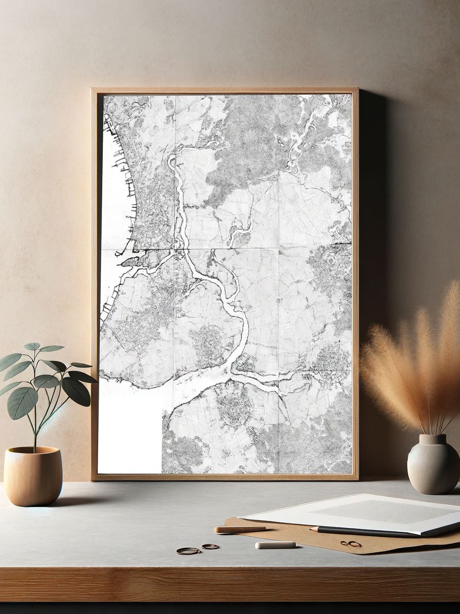 Coastal Map Sketch Print. — room view 2