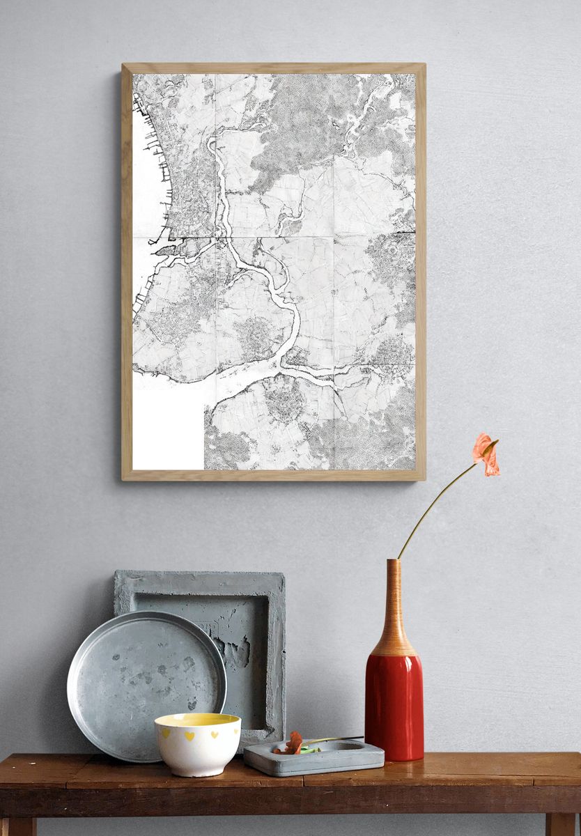 Coastal Map Sketch Print. — room view 3