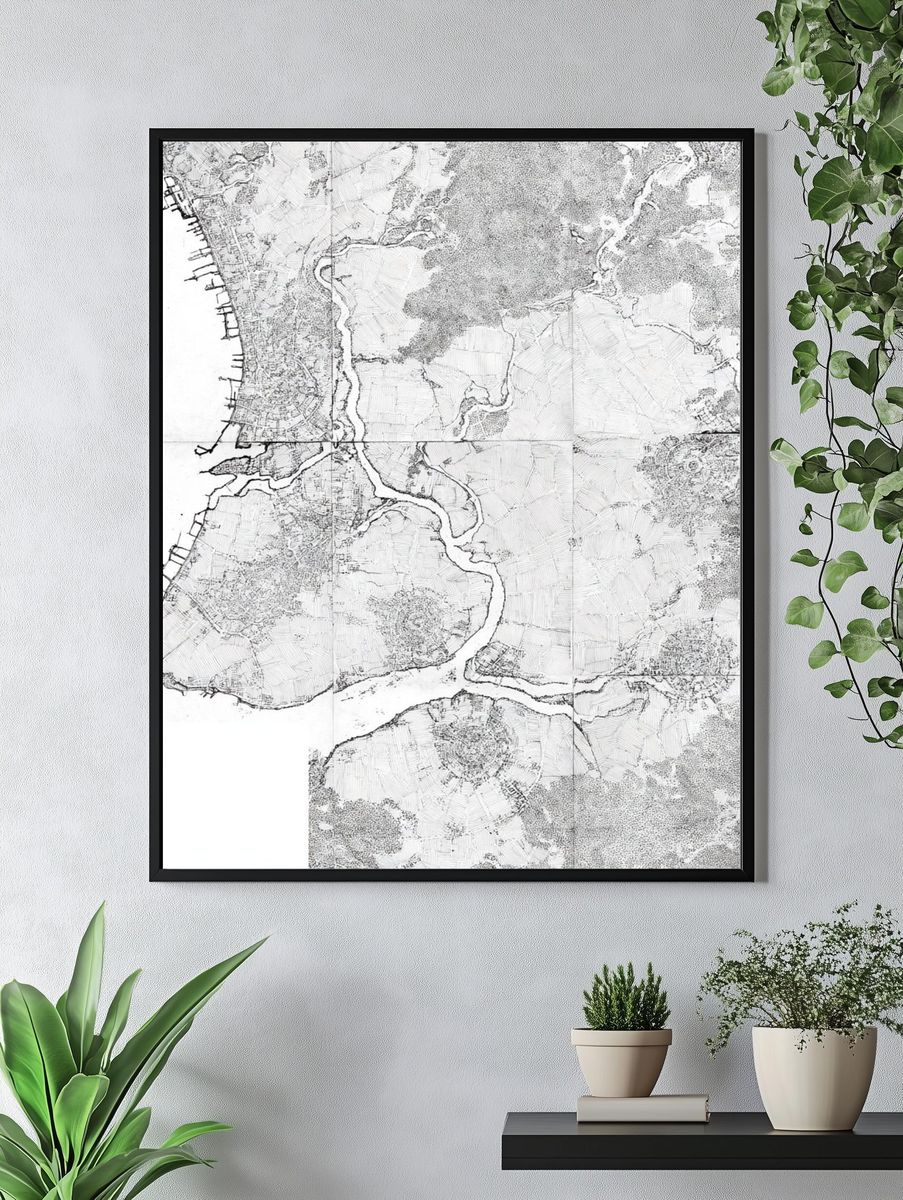 Coastal Map Sketch Print. — room view 4