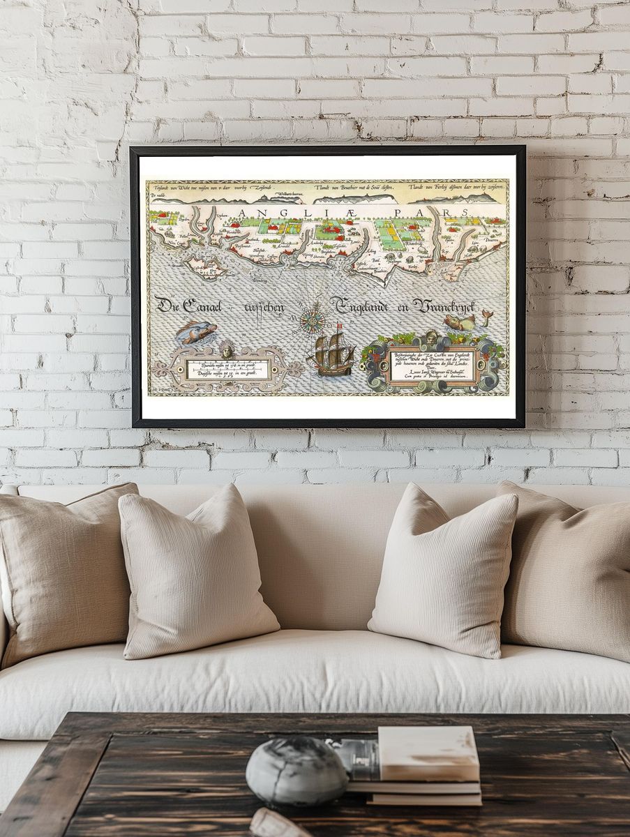 Vintage Map of England and France — Art Print room preview