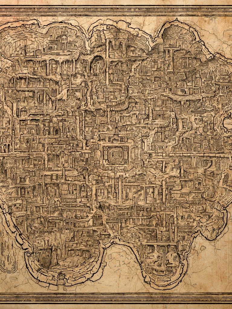 Ancient City Map Vintage Print. poster — maps-travel art