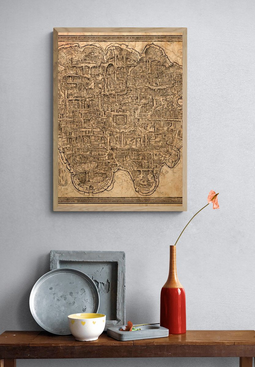 Ancient City Map Vintage Print. — room view 3