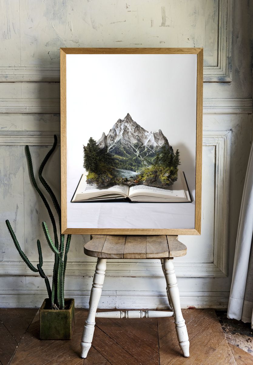 Mountain Landscape Book Art Poster. — room view 1