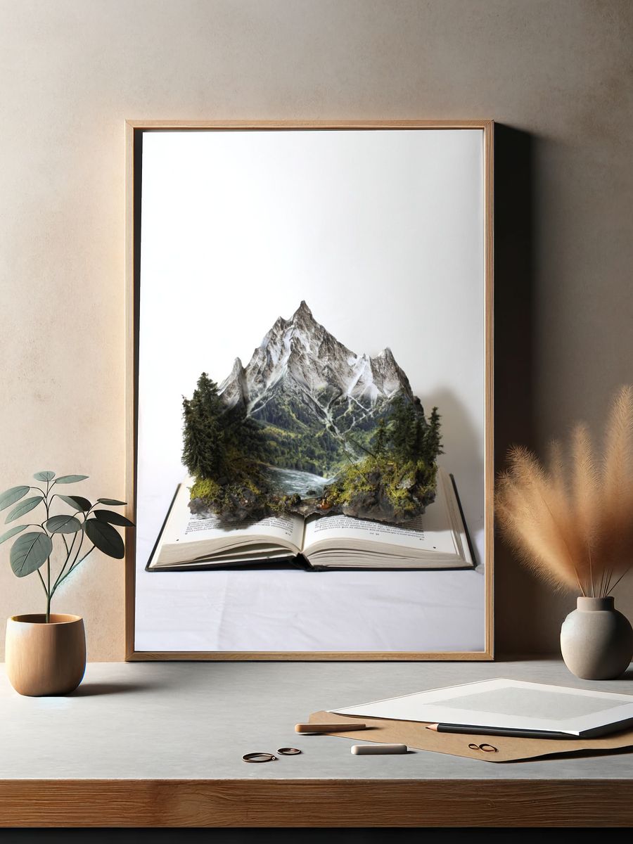 Mountain Landscape Book Art Poster. — room view 2