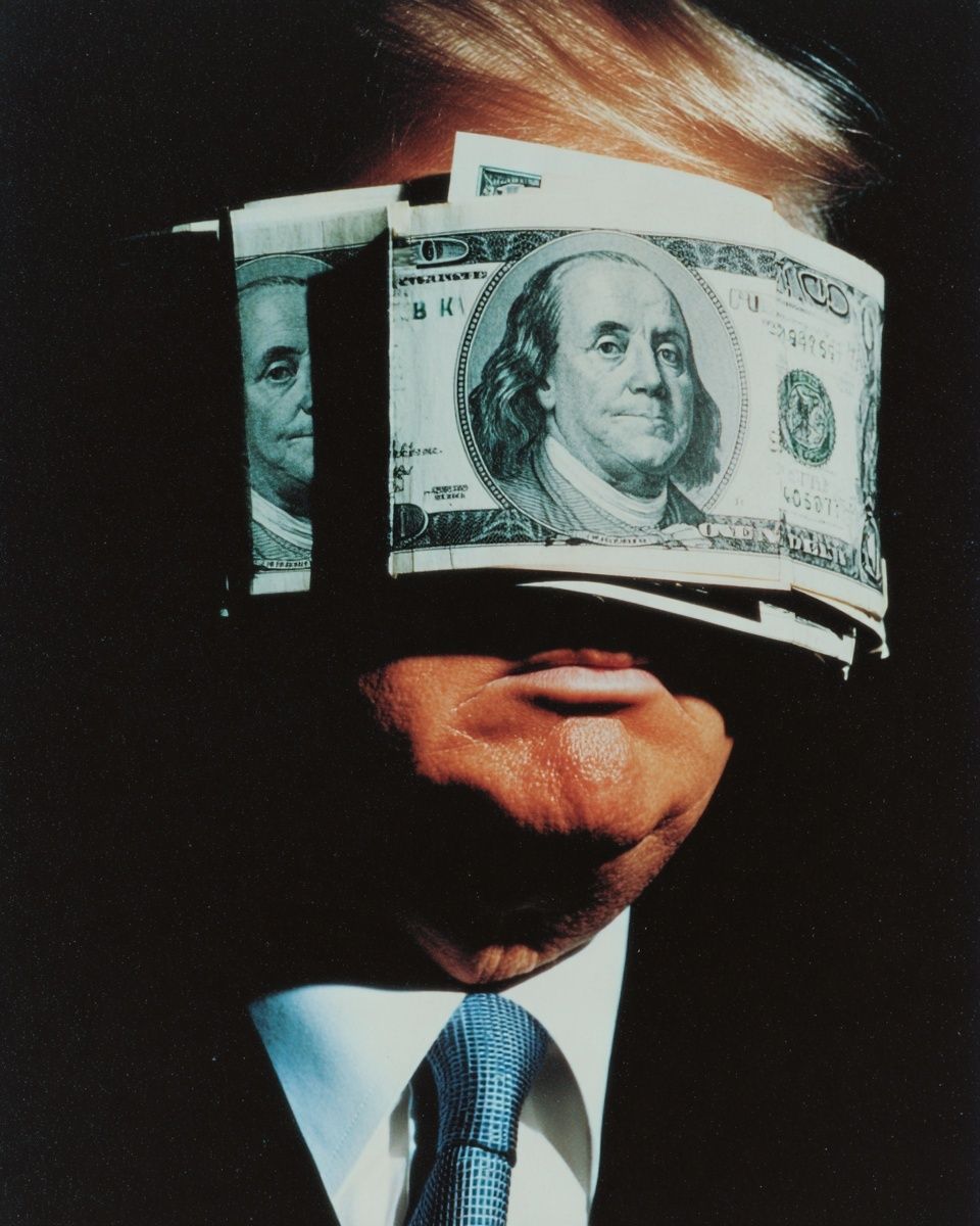 Money Blindfold — Conceptual Art Print. poster — fine-art art