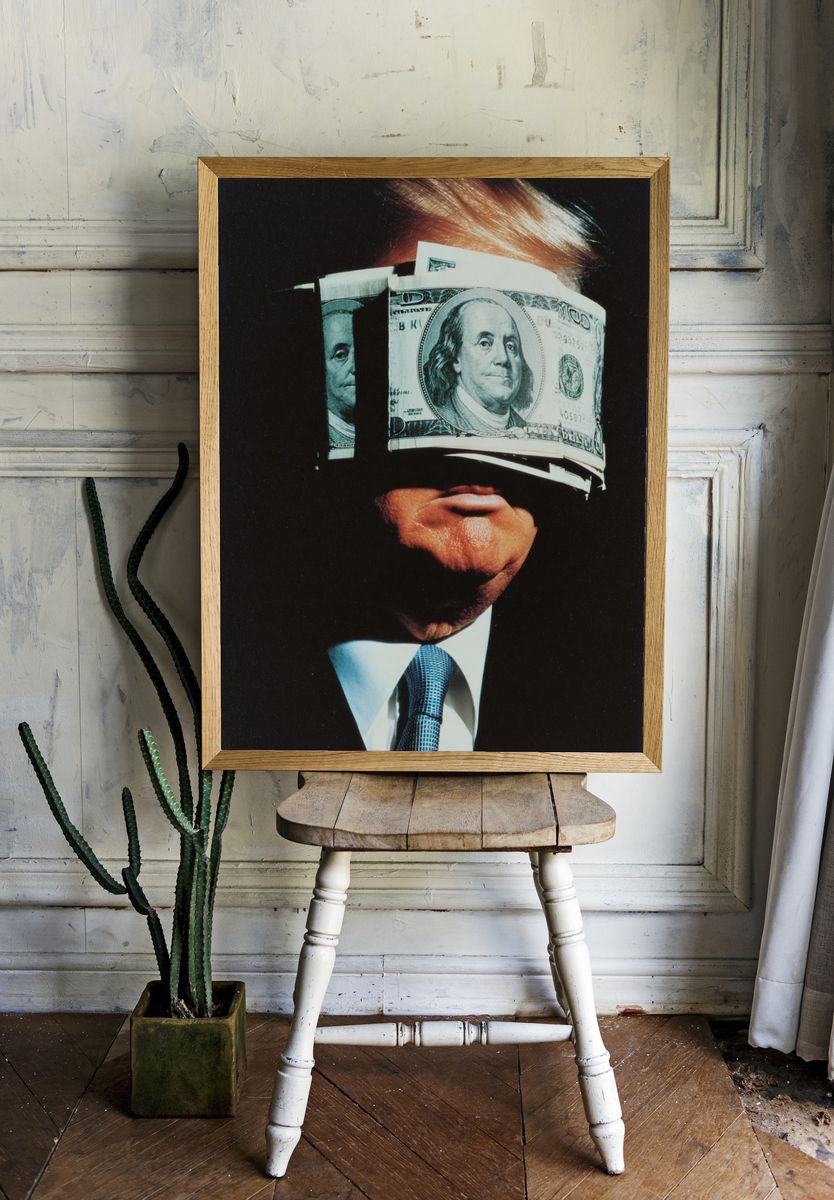 Money Blindfold — Conceptual Art Print. — room view 1