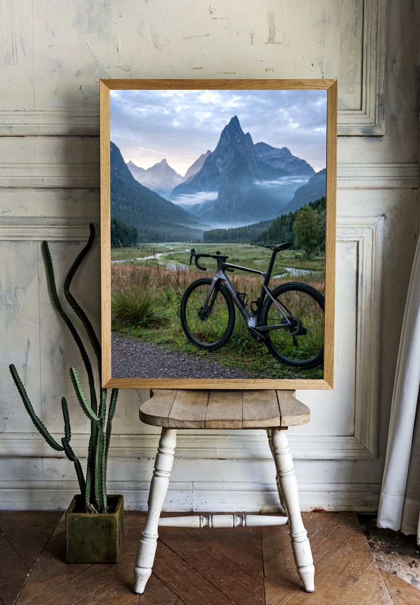 Mountain Bike Valley Landscape Poster. — room view 1