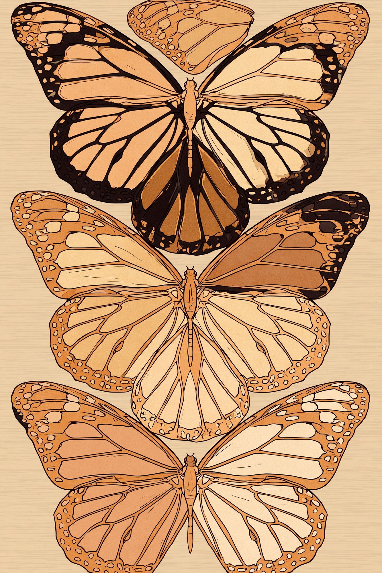 Monarch Butterflies Botanical Print. poster detail