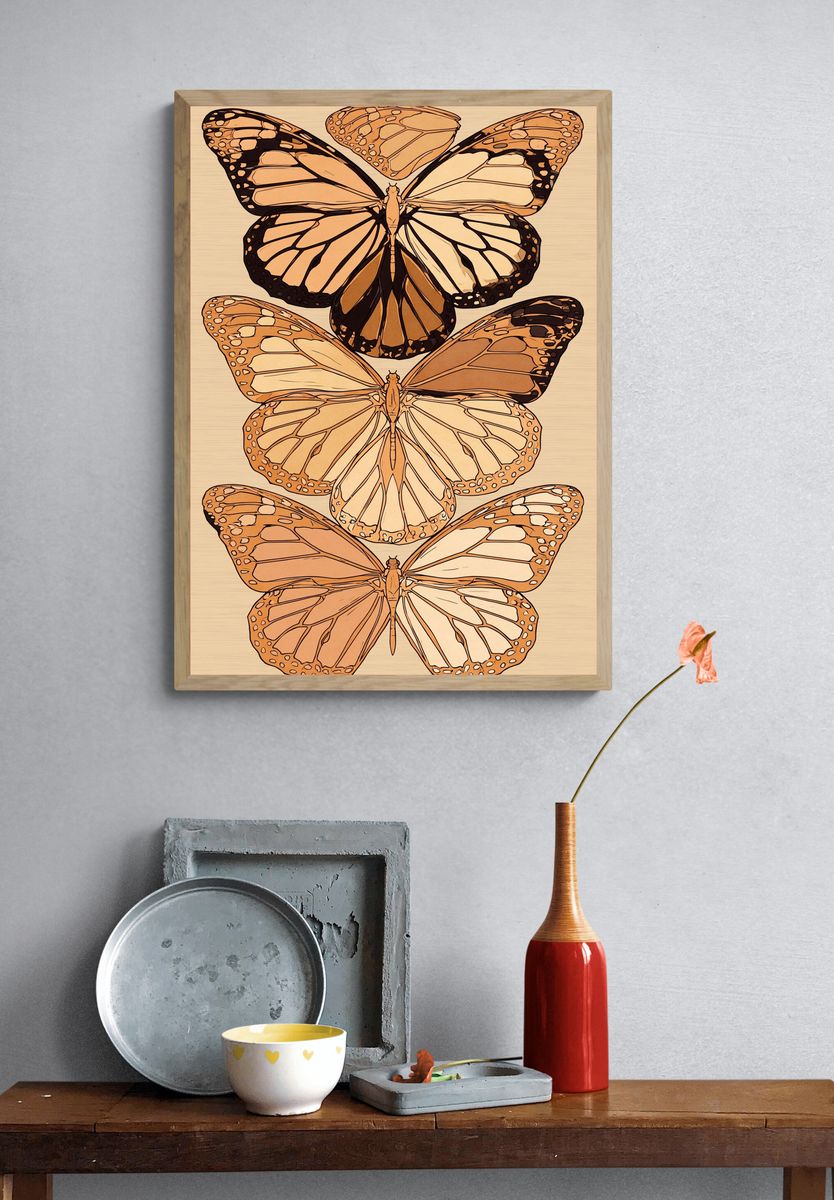 Monarch Butterflies Botanical Print. — room view 3