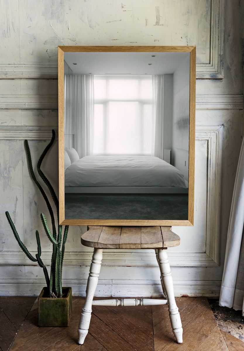 Minimalist White Bedroom Interior Print. room preview