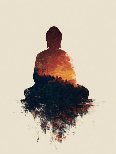 Meditative Buddha Silhouette Print. poster print