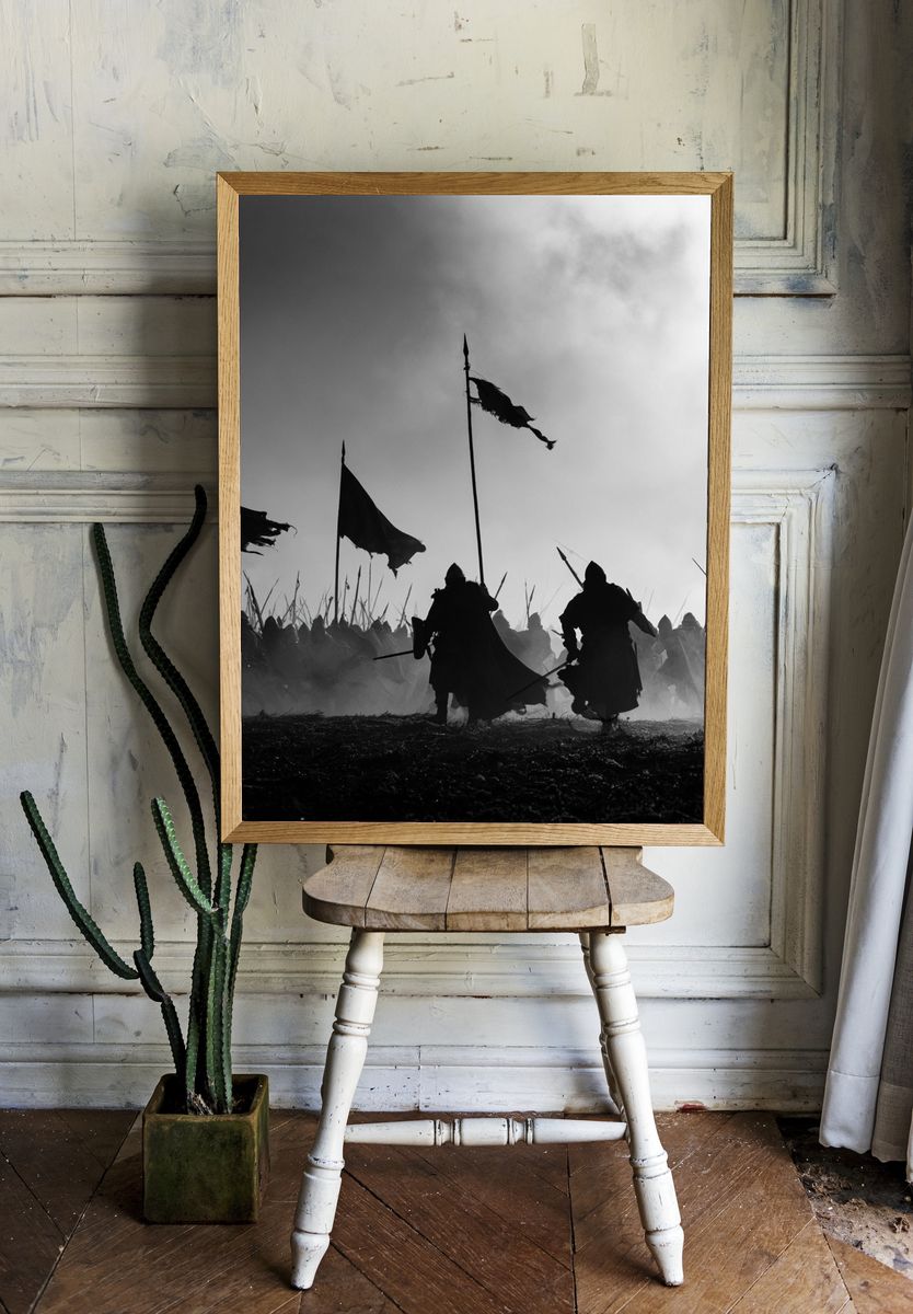 Medieval Battle Silhouette Poster. — room view 1