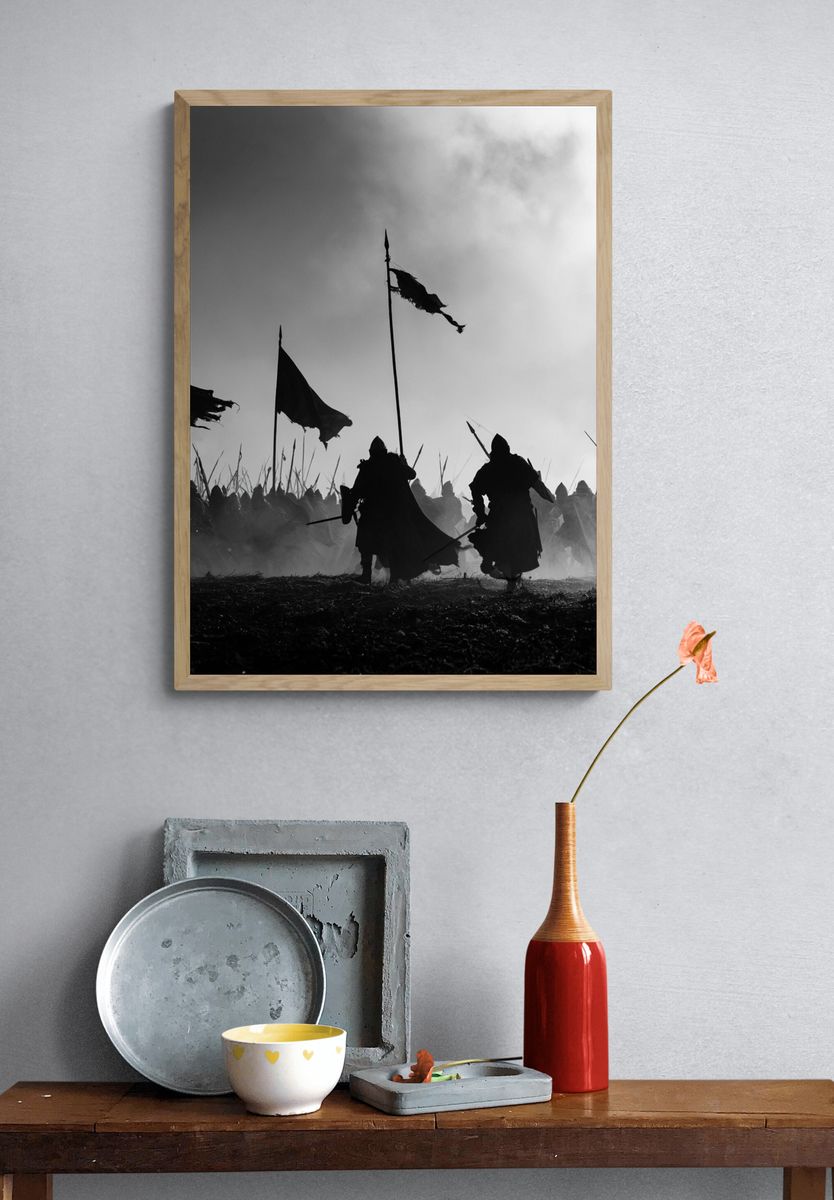 Medieval Battle Silhouette Poster. — room view 3