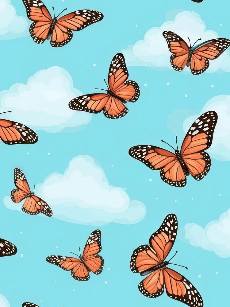 Monarch Butterflies in Cloudy Sky Poster. poster — animals art