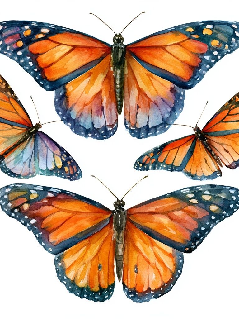 Monarch Butterflies Watercolor Poster. poster — botanical art