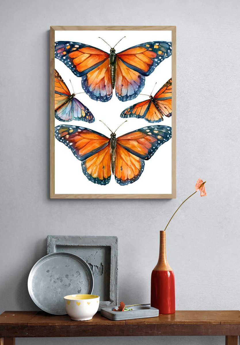 Monarch Butterflies Watercolor Poster. — room view 3