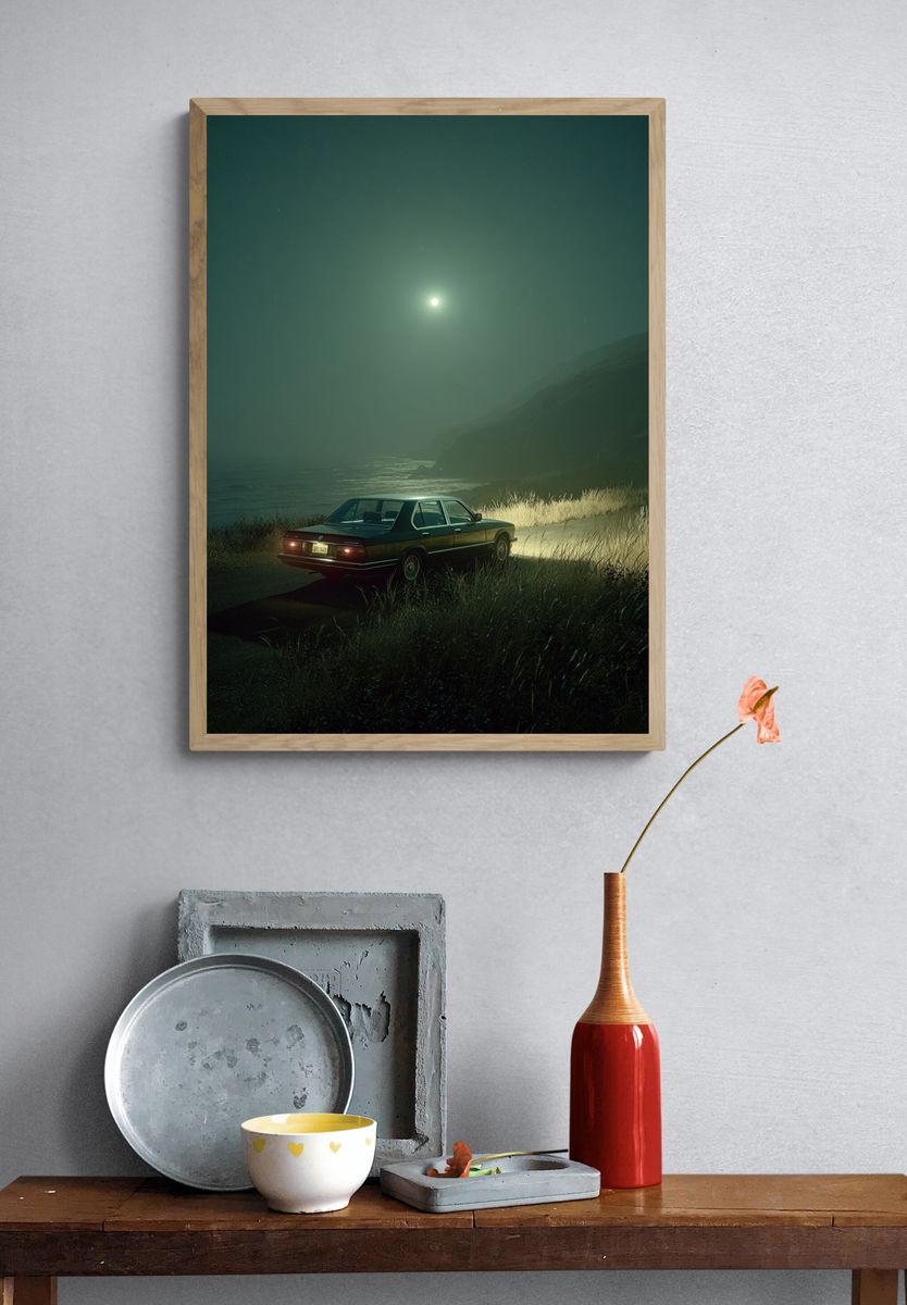 Moonlit Coastal Drive — Photography Print. — room view 3