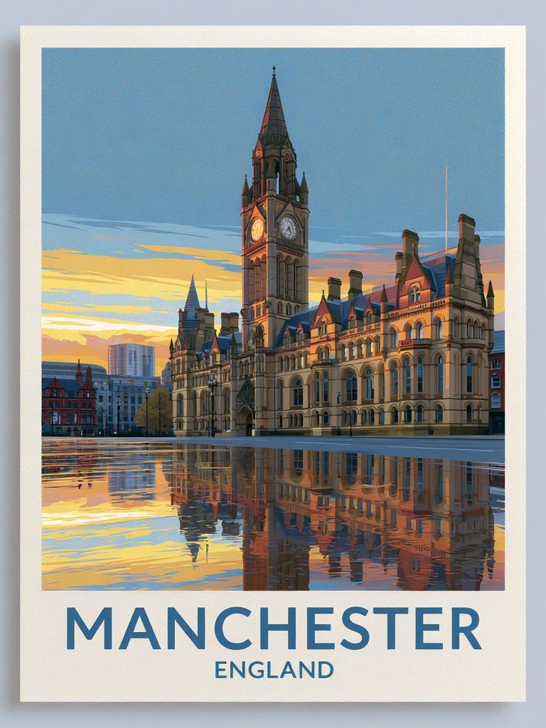 Manchester England Travel Poster. poster detail