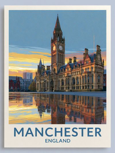 Manchester England Travel Poster. poster