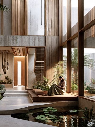 Modern Courtyard Interior Photography Poster. poster