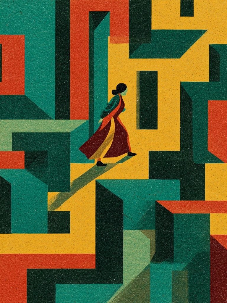 Labyrinth Walker Mid-Century Modern Poster.